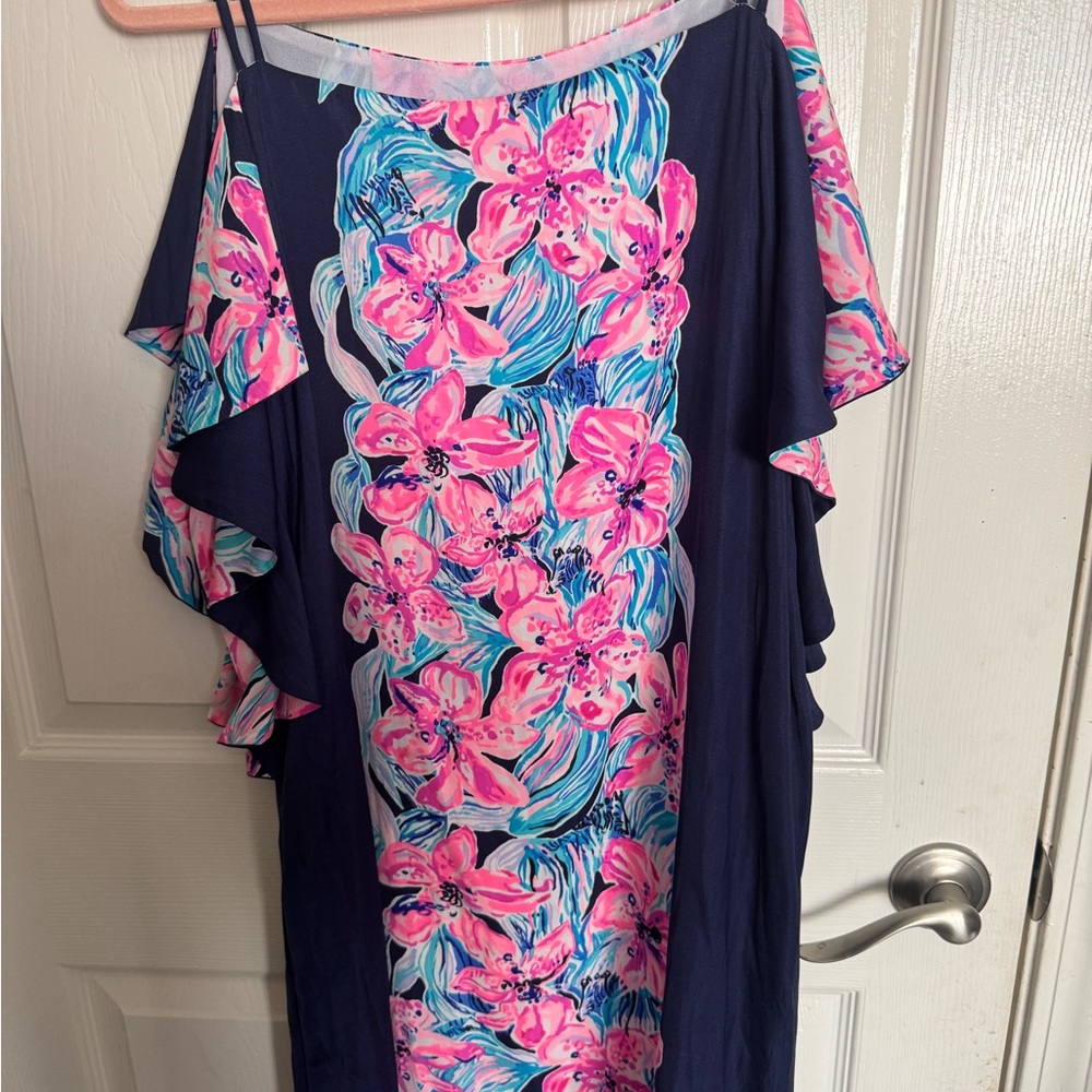 Lilly Pulitzer Floral Navy and Pink Dress